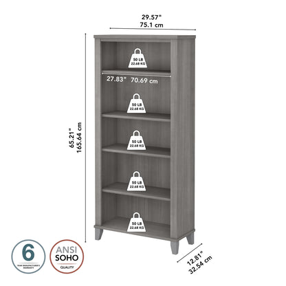Bush Furniture Somerset Tall 5 Shelf Bookcase with Adjustable Shelves