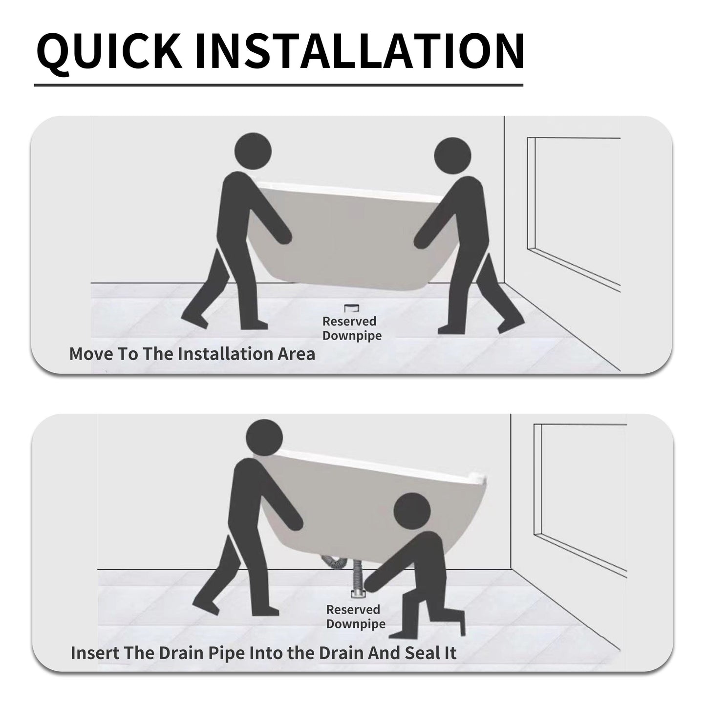 CB HOME 59''/67'' Freestanding Acrylic Soaking Bathtubs, Soaking Tubs Single Side Against The Wall, Left/Right Overflow