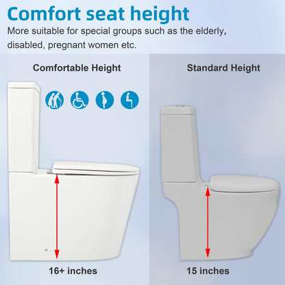 CB HOME 24'' Small Compact One Piece Toilet, Dual Flush Modern Siphon Short Toilet with Soft Closing Seat,16.5''Comfort Height