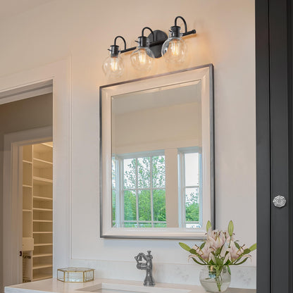 Modern Gold 3-Light Bathroom Vanity Light Orb Glass Wall Sconce