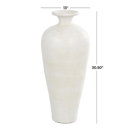 Ceramic Tall Amphora Floor Decorative Vase - White - Roche River Decor