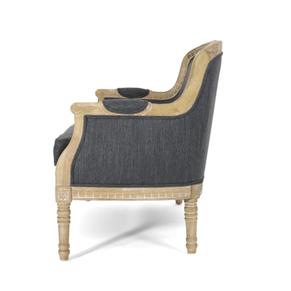 Charcoal Wood Loveseat Sofa with Rubber Wood Frame