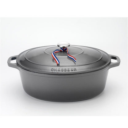 Chasseur 3.8-quart Caviar-Grey Enameled Cast Iron Oval Dutch Oven