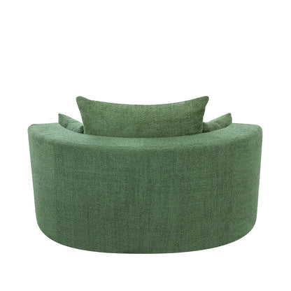 Chenille Accent Barrel Chair Lounge Chair, Round Sofa Chair Armchair with 360-Degree Swivel Base and 3 Removable Pillows