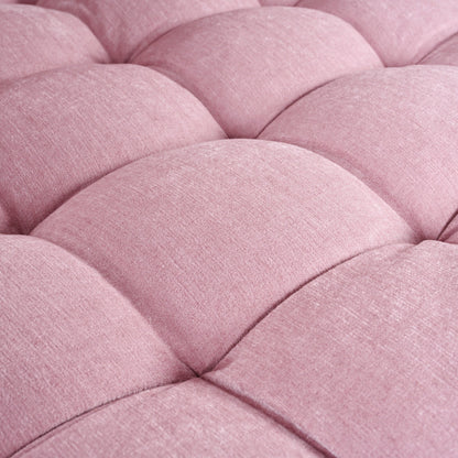 Chenille Chaise Lounge Sofa Bed, Upholstered Sofa Couch with Tufted Backrest and 2 Detachable Pillows for Living Room