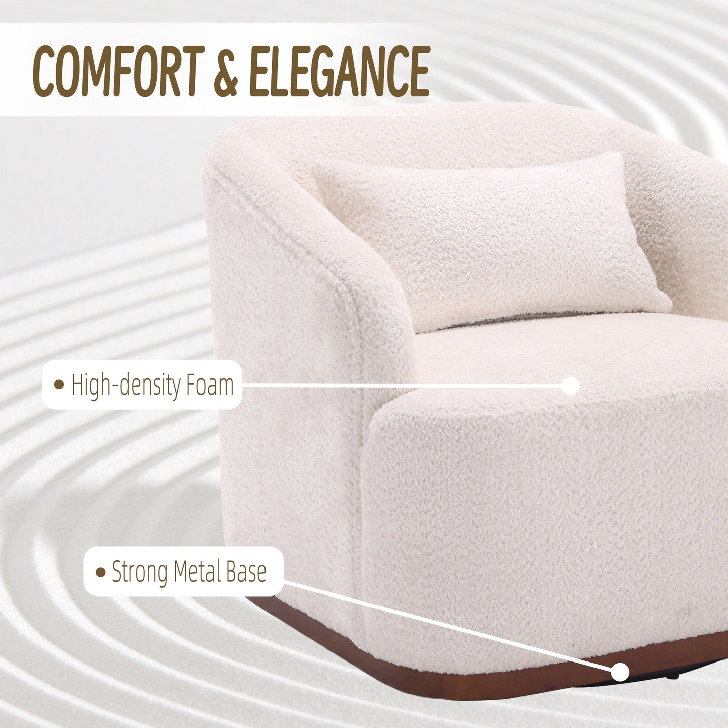 Chenille Swivel Barrel Chair, 360-Degree Comfy Accent Sofa for Living Room, Bedroom, and Study with Removable Cushion