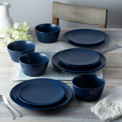 Noritake Colorscapes Swirl 12-Piece Coupe Dinneware Set, Service For 4