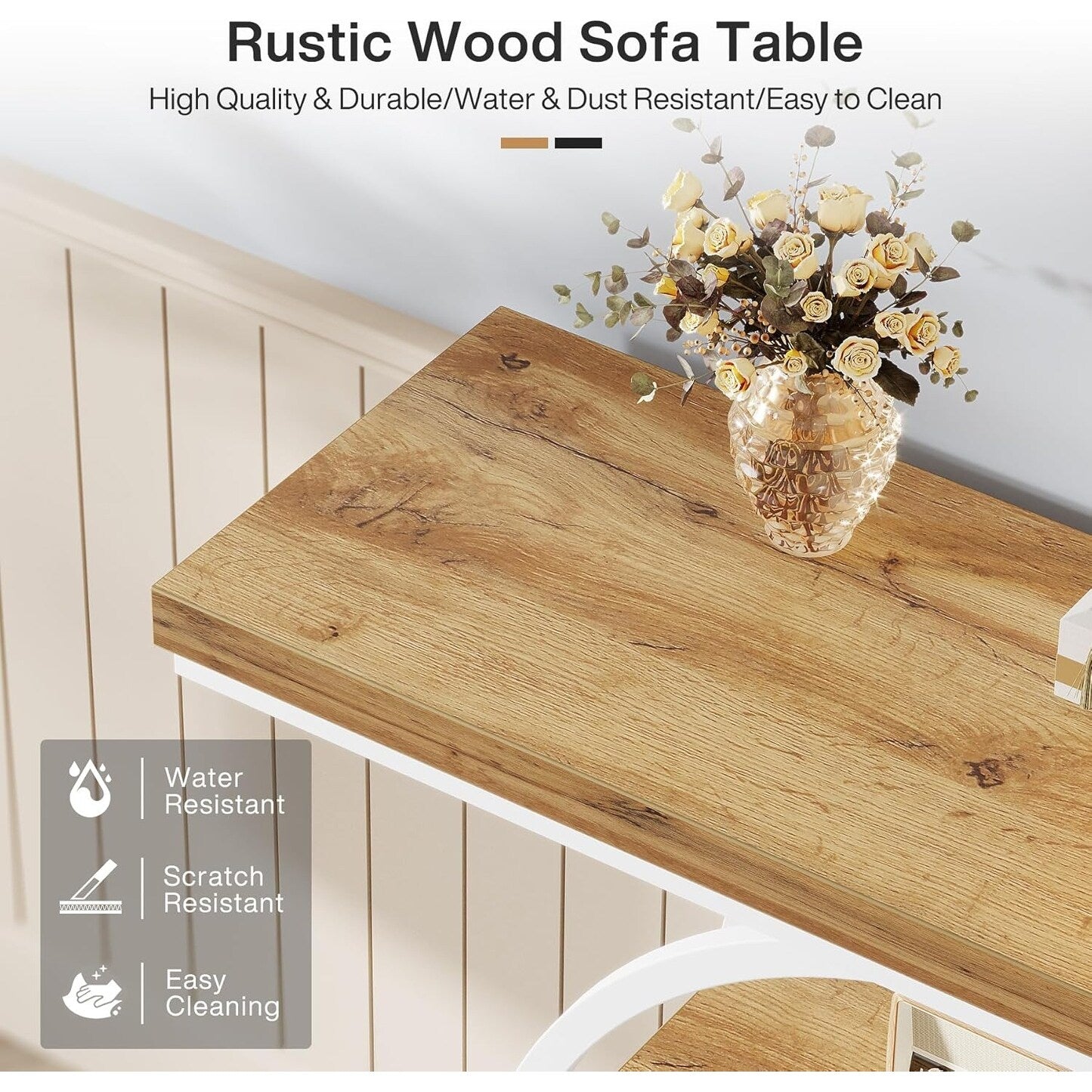 Console Table for Entryway, Industrial 4-Tier Sofa Table Behind Couch