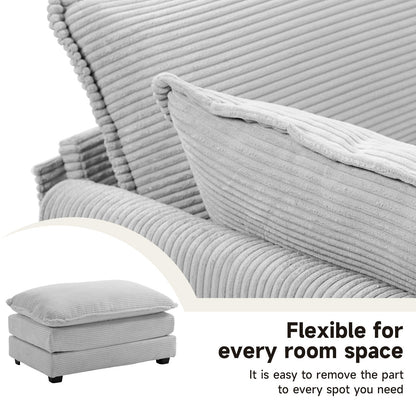 Corduroy Sectional Sofa with Removable Ottomans & Ultra-soft Cushions for Living Room & Bedroom