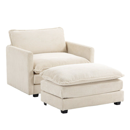 Corduroy Sectional Sofa with Removable Ottomans & Ultra-soft Cushions for Living Room & Bedroom