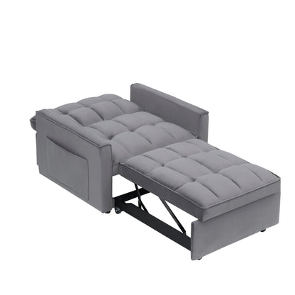 Dark Grey Modern 70.86 3 in 1 Single Convertible Sofa Bed with Adjustable Back and Moving Wheel for Living Room