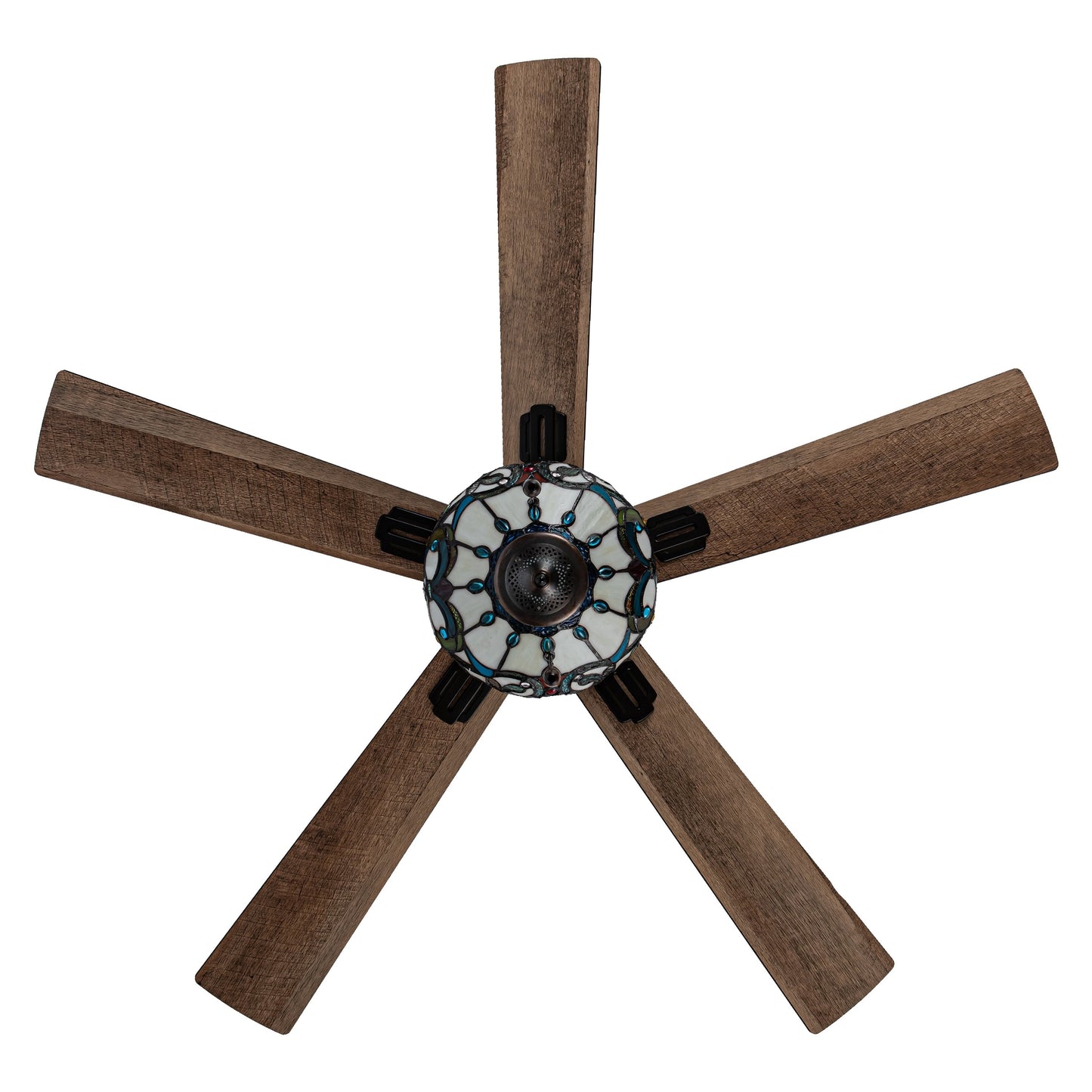 Della River of Goods Oil-Rubbed Bronze and Stained Glass 52-Inch 3-Light Remote-Controlled Ceiling Fan