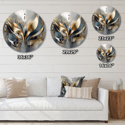 Designart Abstract Shapes And Lines IV Abstract Marble Metal Round Wall Art
