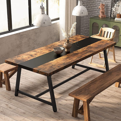 Dining Table for 8 People, 70.87-inch Rectangular Wood Kitchen Table