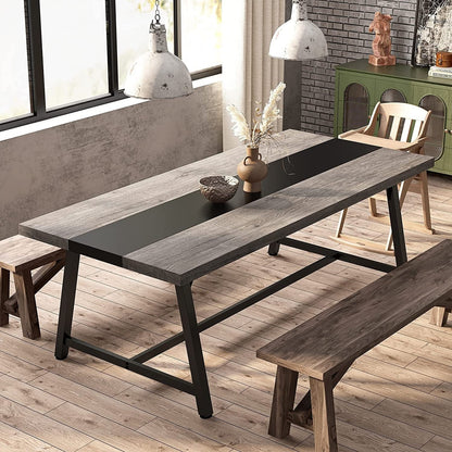 Dining Table for 8 People, 70.87-inch Rectangular Wood Kitchen Table