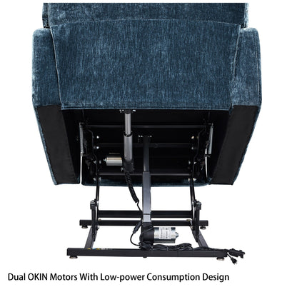 Dual OKIN Motor Lift Recliner for Seniors with Heating, Massage, 180° Lay Flat, and Adjustable Backrest/Footrest