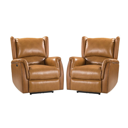 Eduardo Genuine Leather Power Recliner with USB Port Set of 2