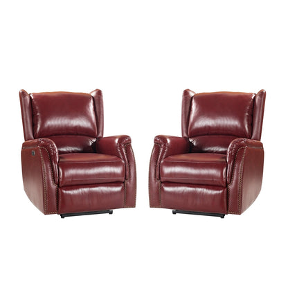 Eduardo Genuine Leather Power Recliner with USB Port Set of 2