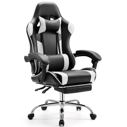 Ergonomic PU Leather 360° Swivel Gaming Recliner with Footrest, Headrest, Lumbar Support, Adjustable Height