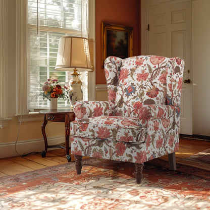 Erommy Modern Accent Chair, High Back Armchair, Upholstered Fabric Button Single Sofa with Wooden Legs for Living Room