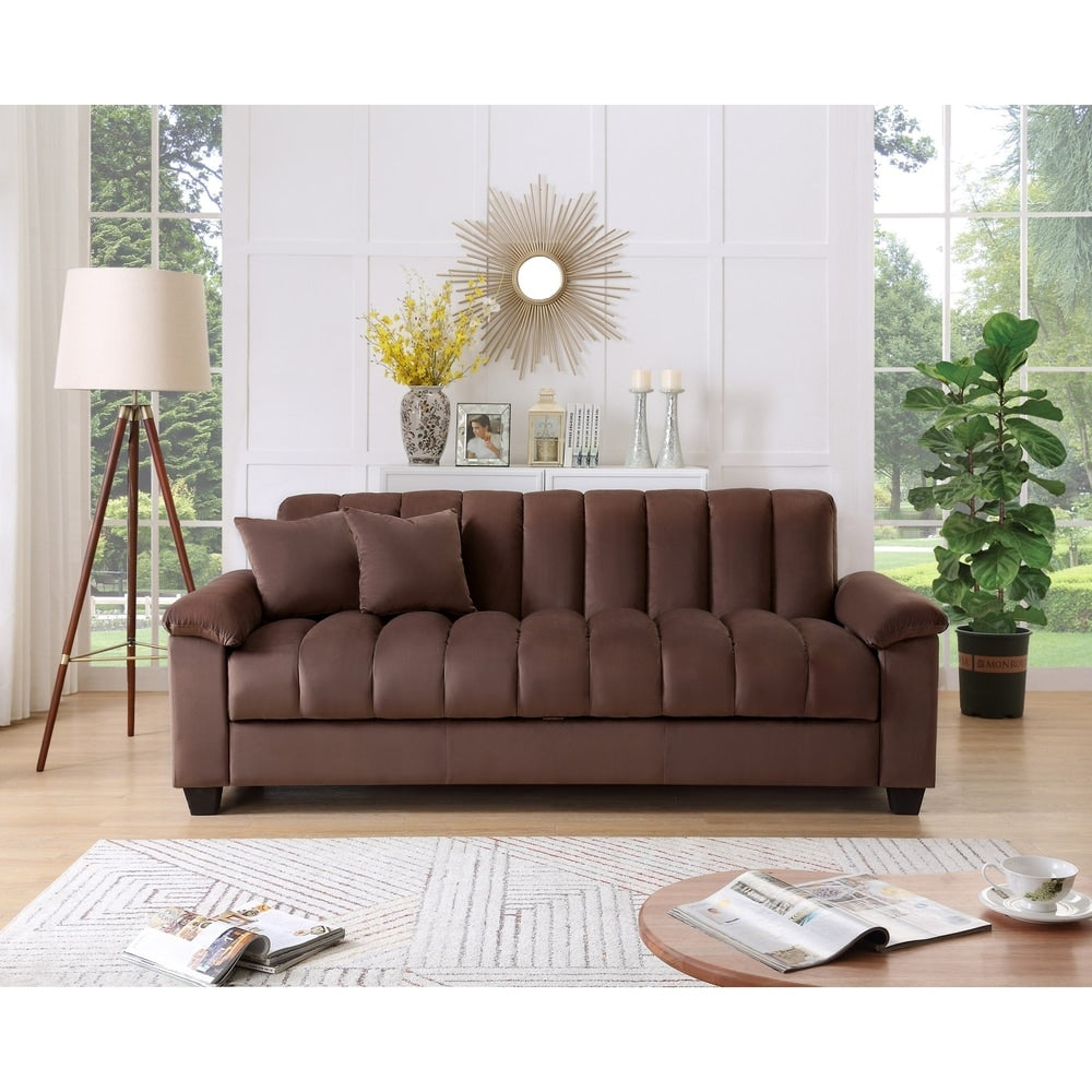 Fabric Upholstered Channel Back Living Room Convertible Sofabed