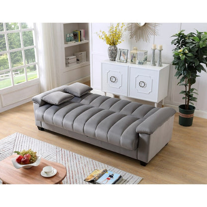Fabric Upholstered Channel Back Living Room Convertible Sofabed