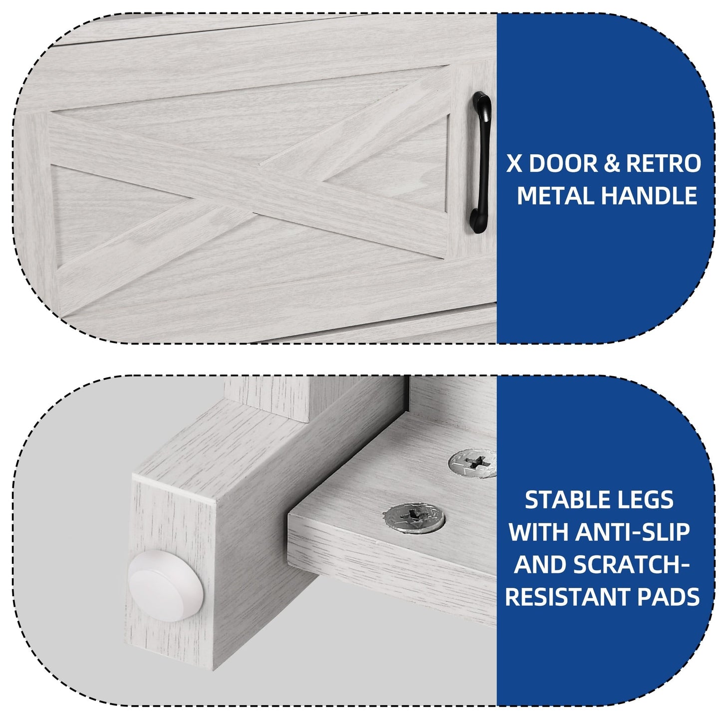 Farmhouse TV Stand for up to 65 TV with Doors and Open Shelves Media Console Power Outlet