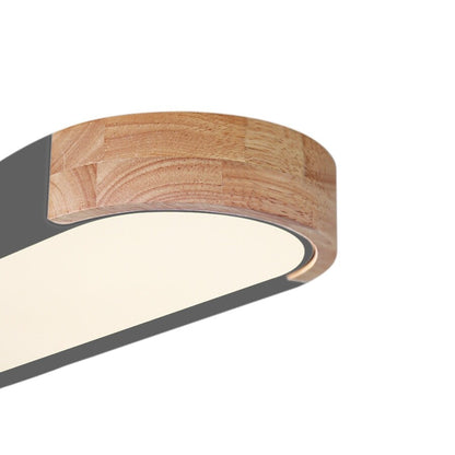 Farmhouse Wood Long Oval Dimmable LED Flush Mount - 37 3000k/6000k
