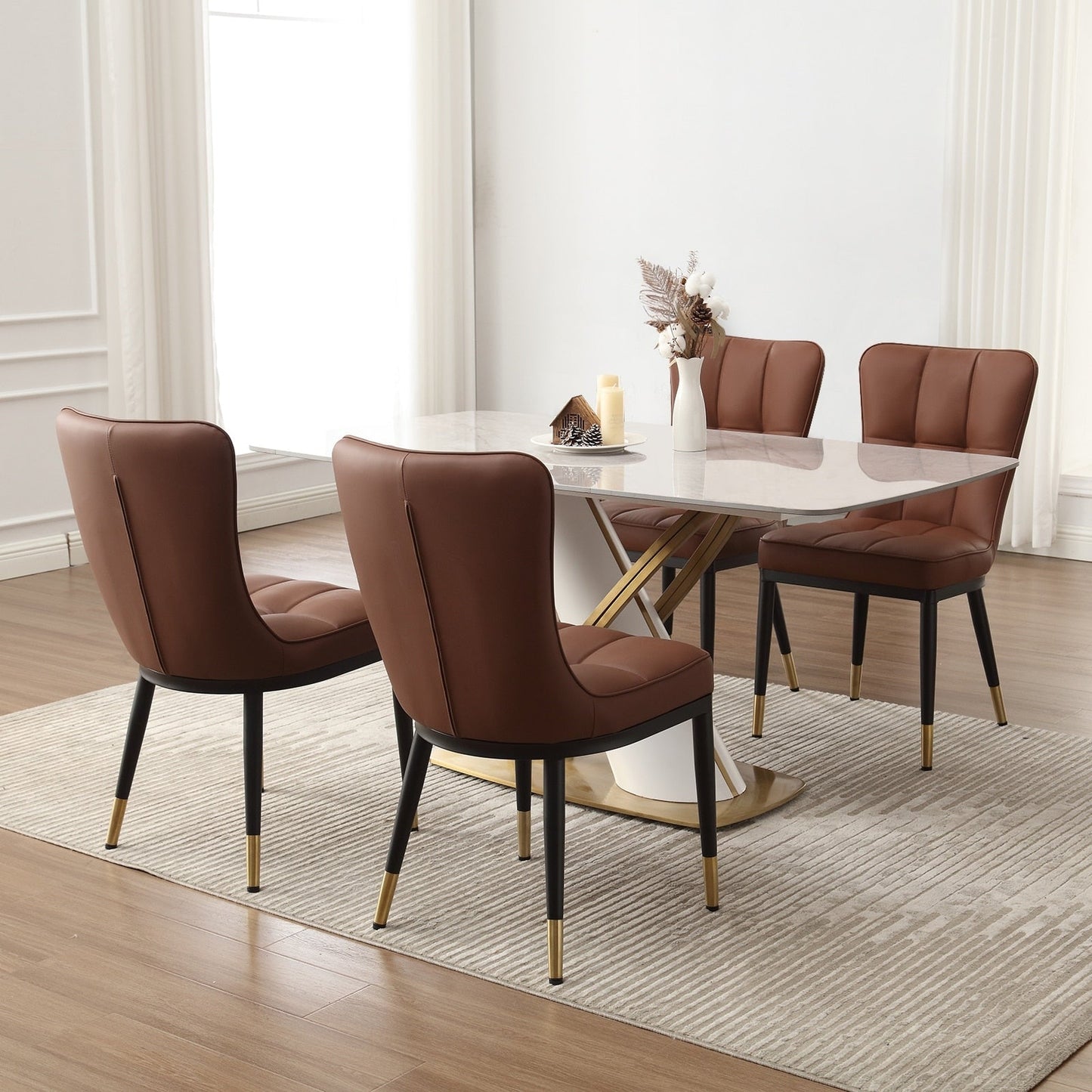 Faux Leather Upholstered Dining Chairs Set of 2/4