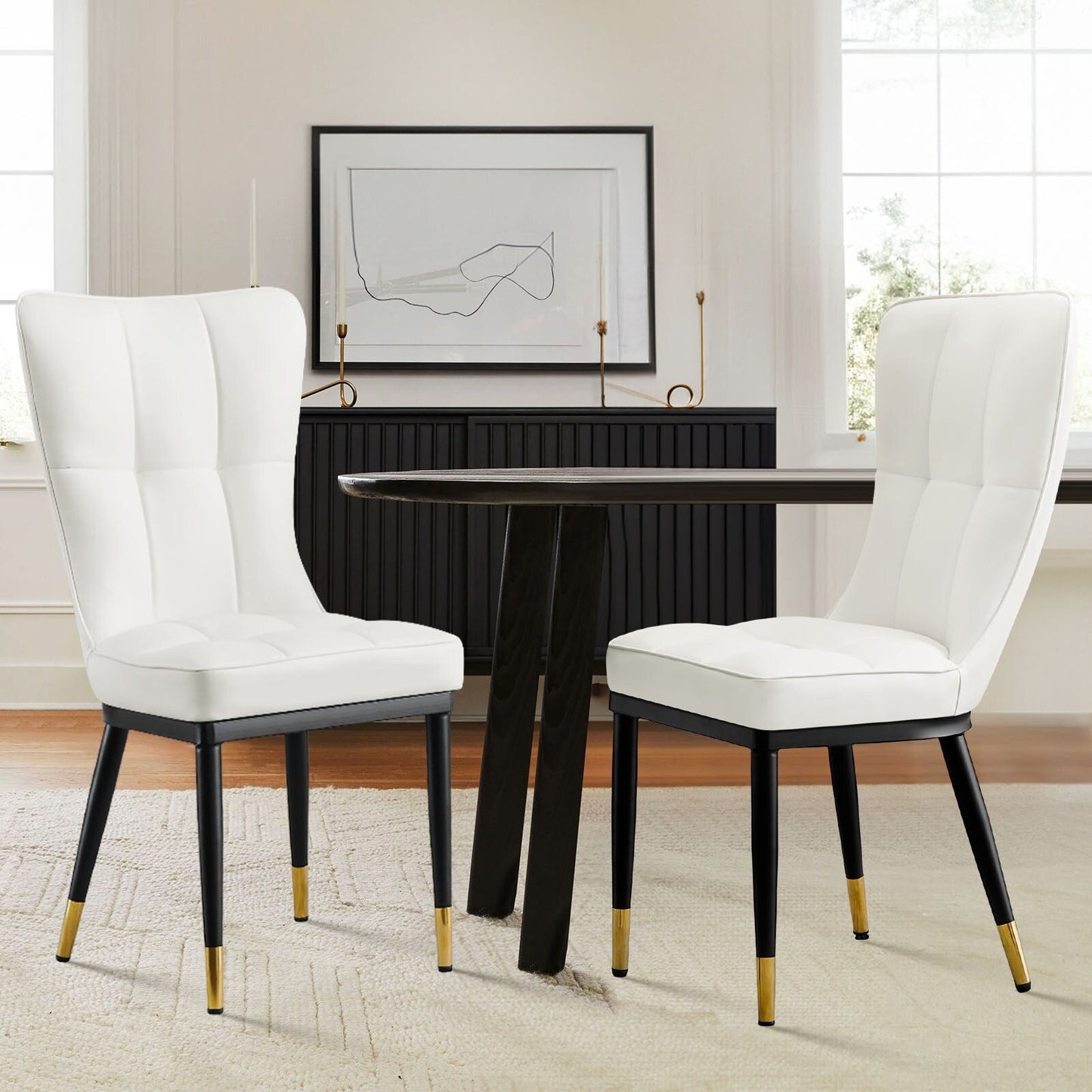 Faux Leather Upholstered Dining Chairs Set of 2/4