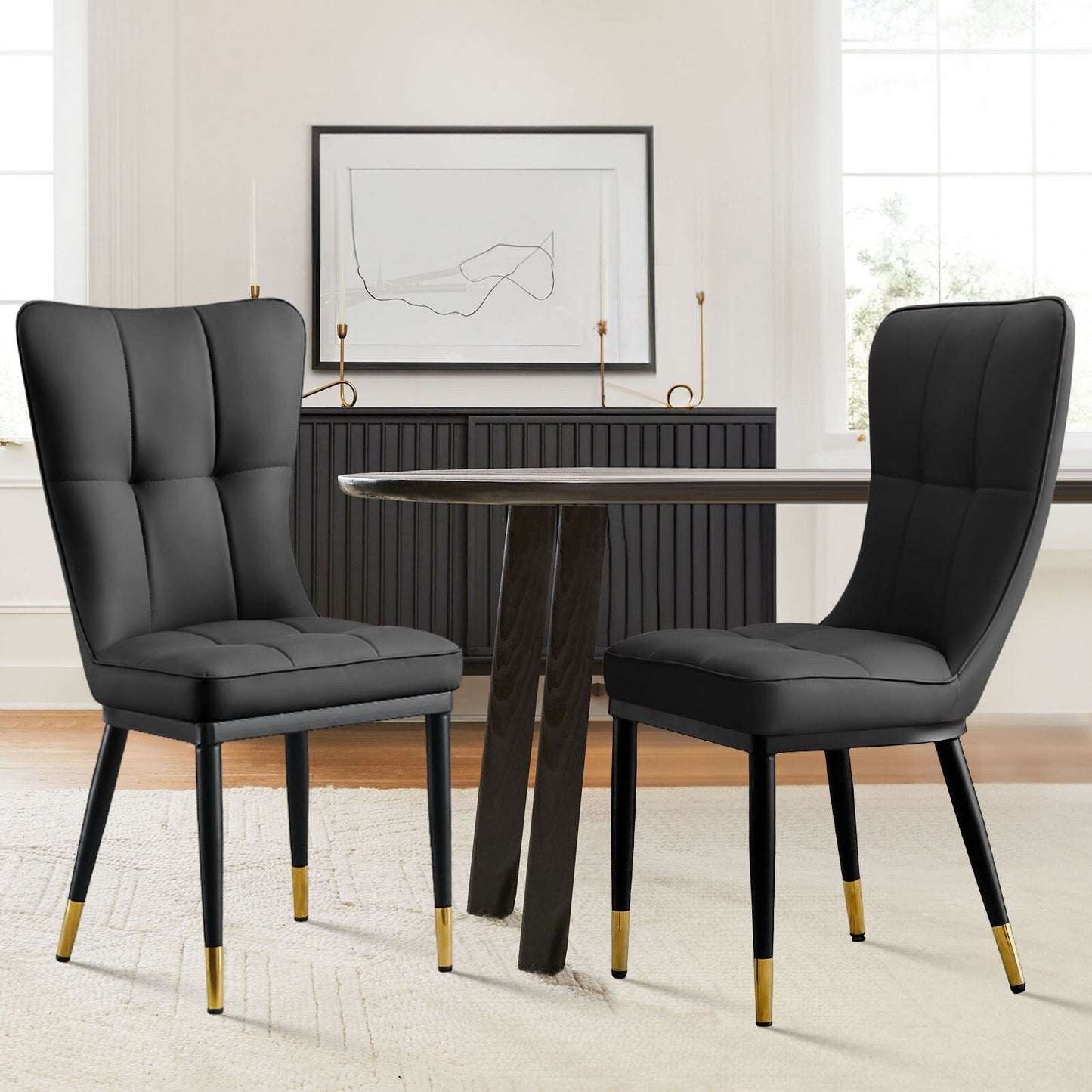 Faux Leather Upholstered Dining Chairs Set of 2/4