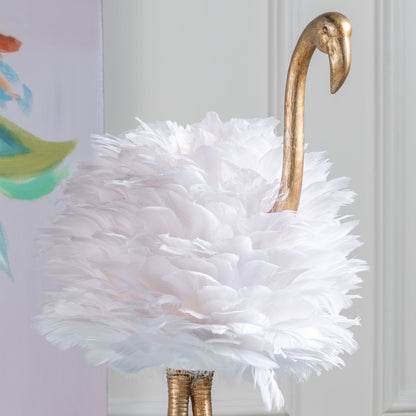 Flamingo Table Lamp - White and Gold - 30.5 H - 30H x 19W x 14D