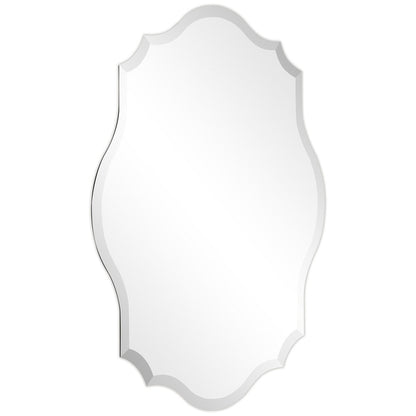 Frameless Beveled Oblong Elegant Scalloped Wall Mirror