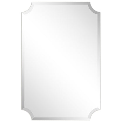Frameless Rectangle Scalloped Beveled Wall Mirror, Bathroom, Vanity, Bedroom Mirror,1-beveled Edge - Clear
