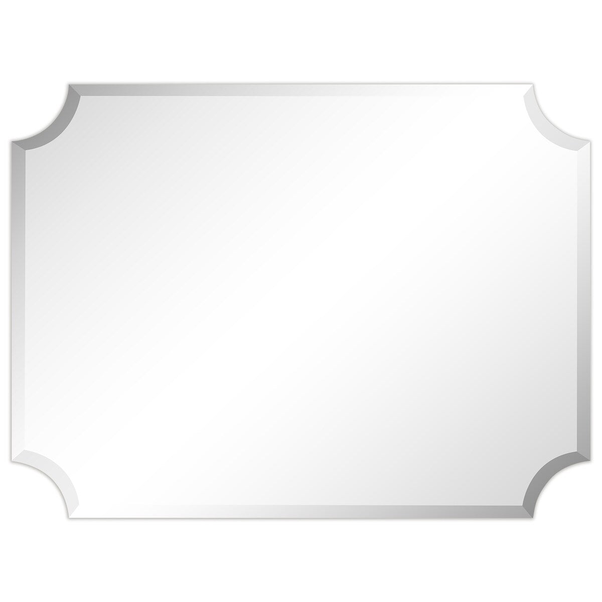 Frameless Rectangle Scalloped Beveled Wall Mirror, Bathroom, Vanity, Bedroom Mirror,1-beveled Edge - Clear