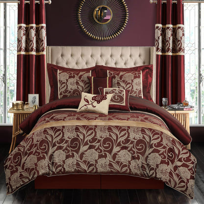 Nanshing Brie 9 Piece Floral Jacquard Comforter Set