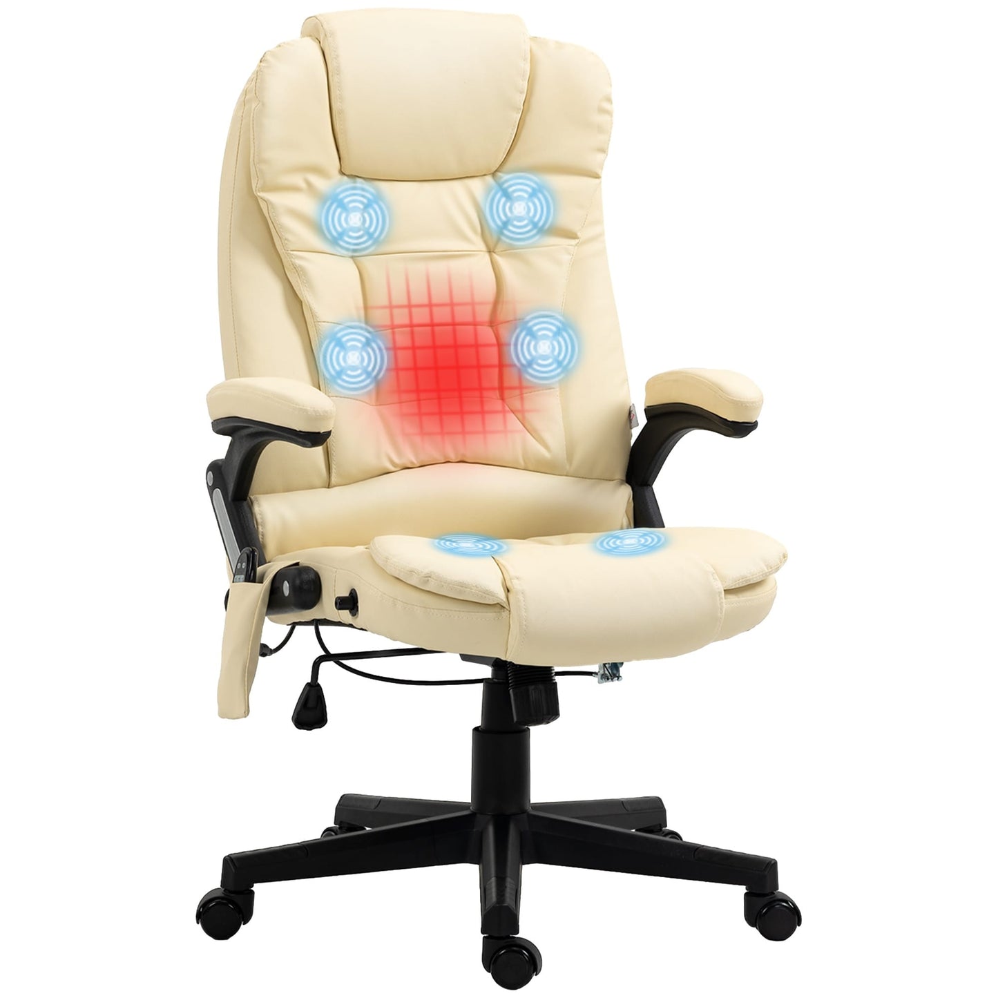 HOMCOM High Back Vibration Massage Office Chair with 6 Vibration Points, Beige