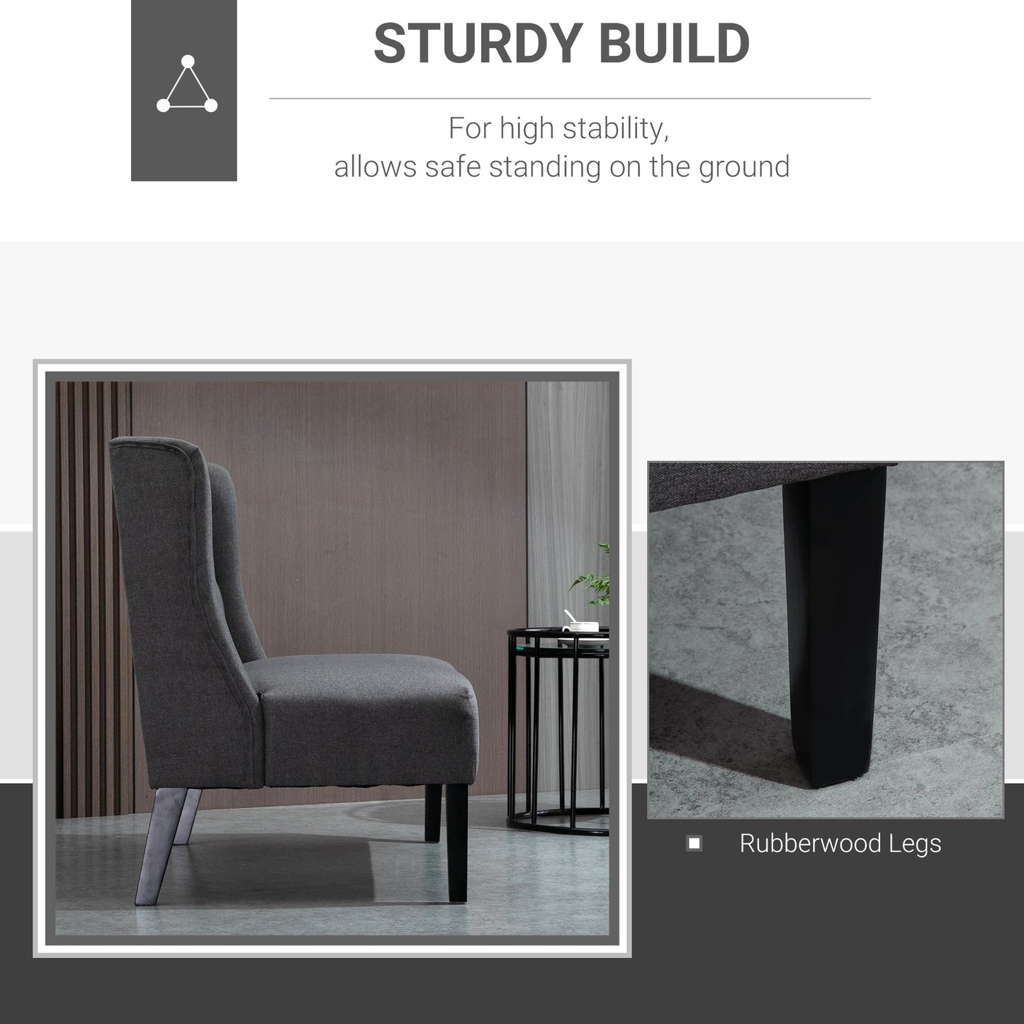 HOMCOM Linen Fabric Upholstery Double Sofa Tufted Loveseat Armless Couch Living Room Furniture with Wood Legs - 28.75*43.25*36.5