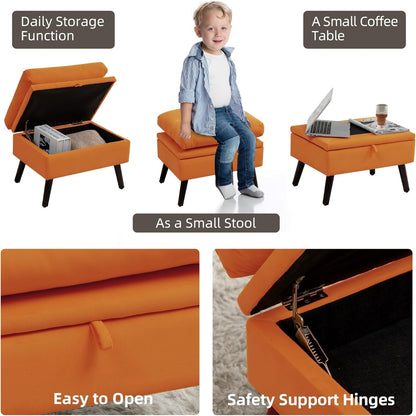 HOMYKA Accent Lounge Chair with Adjustable Backrest Storage Ottoman