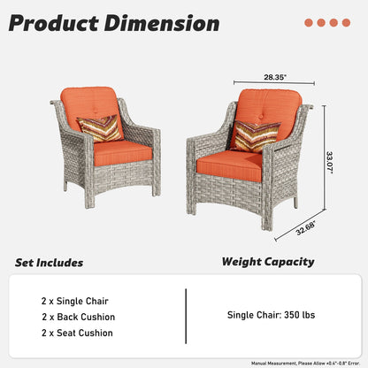 HOOOWOOO 2-piece High Back Wicker Rattan Outdoor Patio Chair Set