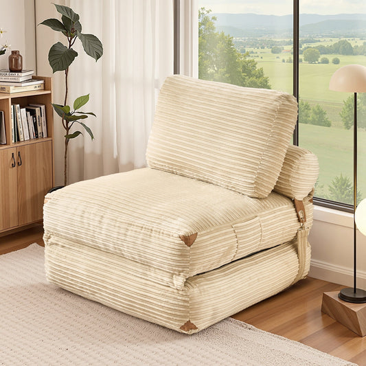 HOOOWOOO Modern Corduroy Fabric Folding Sofa Couch