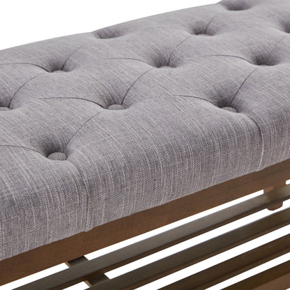 Entryway Shoe Bench Storage Bench Fabric Solid Wood, 43-inch Upholstered Bench for Living Room, Bedrooms