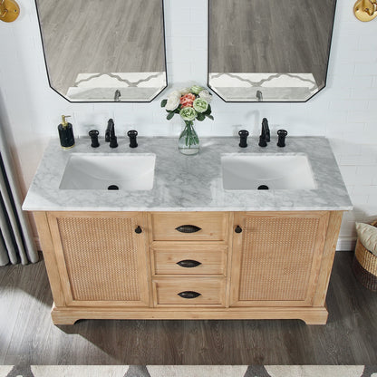 Hervas Bath Vanity with Natural Marble Top without Mirror