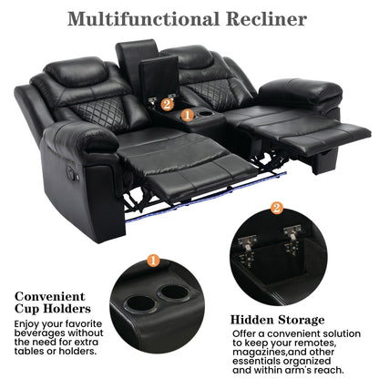 Home Theater Seating Manual Recliner Loveseat with Hide-Away Storage
