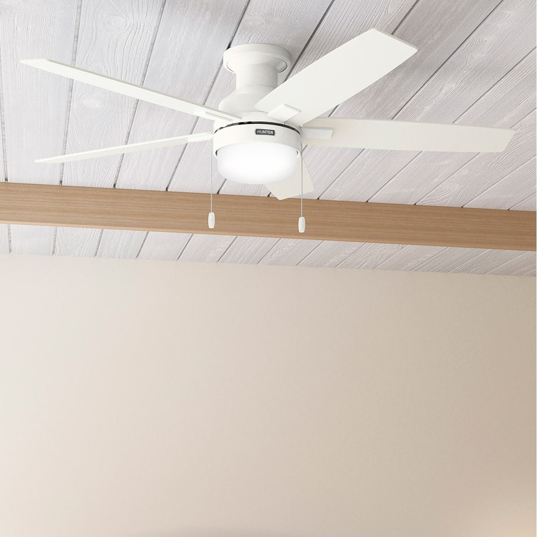 Hunter 52 Anisten Low Profile Ceiling Fan with LED Light and Pull Chain - Modern, Contemporary, Transitional