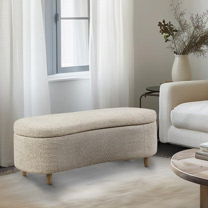 INK IVY Bailey Boucle-Style Curved Storage Accent Bench