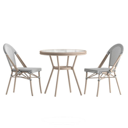 Indoor/Outdoor Commercial Bistro Set with Table and Two Chairs