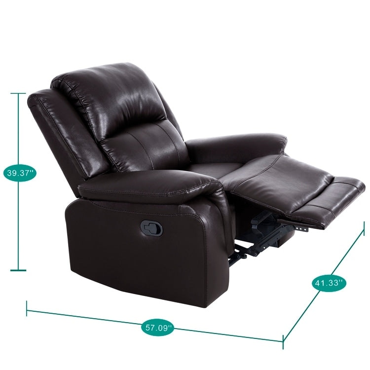 Leather Manual Recliner Sofa Collection for Living Room Leather Reclining Furniture for Home Office Living Room