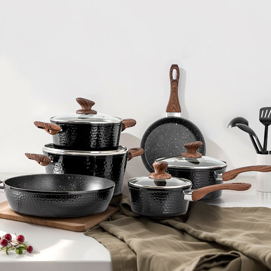 Kitchen Academy 15-piece Nonstick Granite-coated Cookware Set