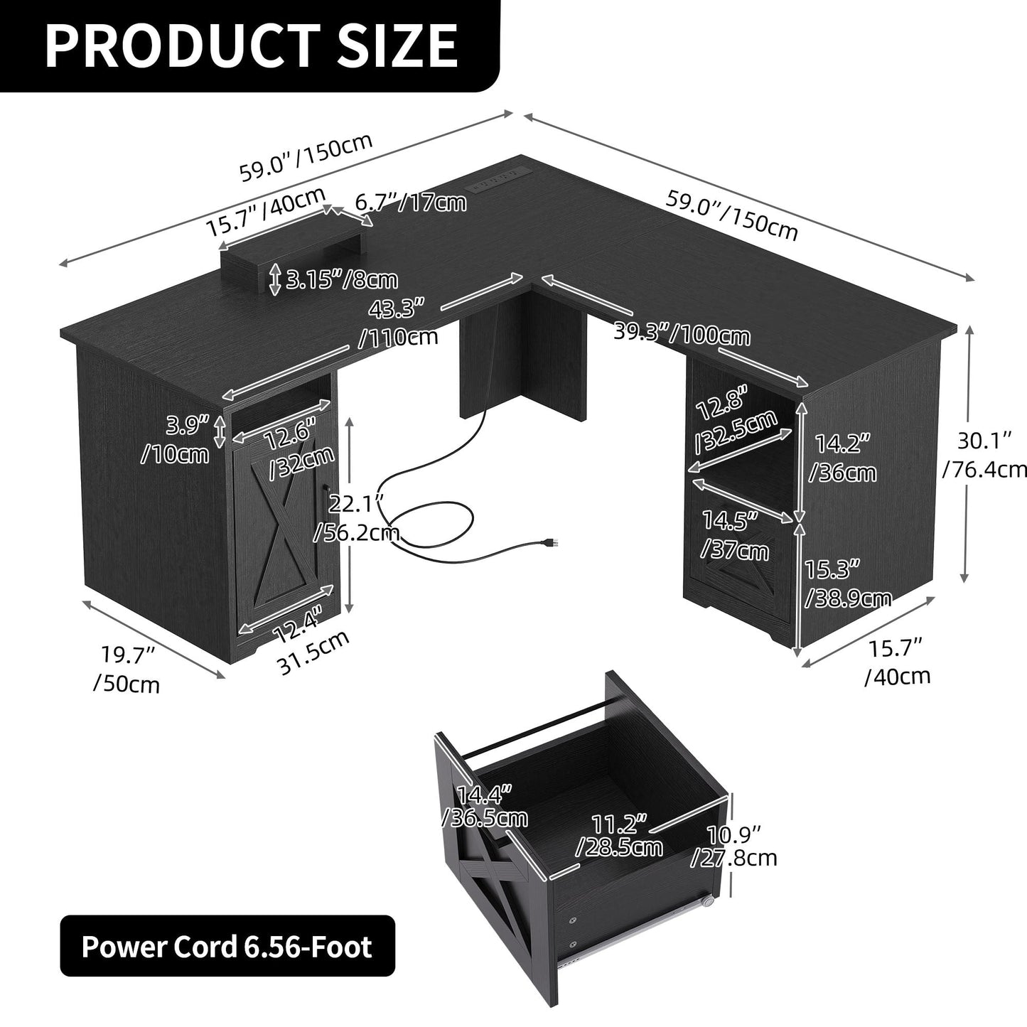 Moasis L Shaped Gaming Desk 59-Inch Computer Corner Desk with Monitor Stand